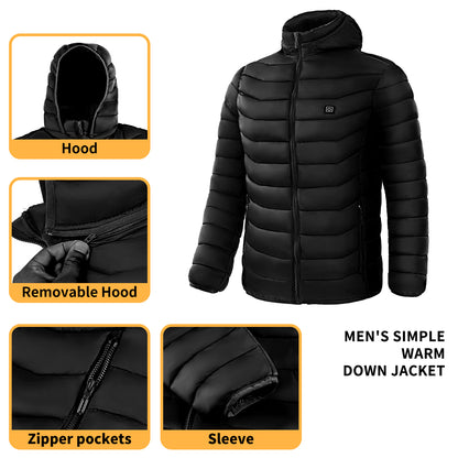 "Chaqueta Térmica para Hombre y Mujer con Calefacción Eléctrica – Abrigo Acolchado con Capucha, Cortaviento e Impermeable para Invierno Extremo"