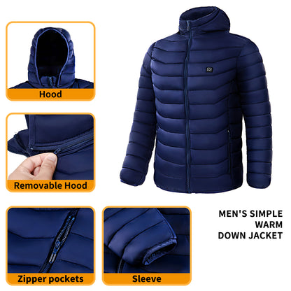 "Chaqueta Térmica para Hombre y Mujer con Calefacción Eléctrica – Abrigo Acolchado con Capucha, Cortaviento e Impermeable para Invierno Extremo"