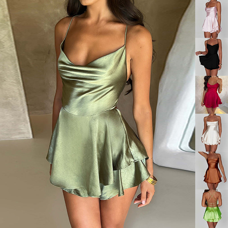"Vestido Slim con Tirantes y Encaje – Perfecto para Noche o Fiesta"